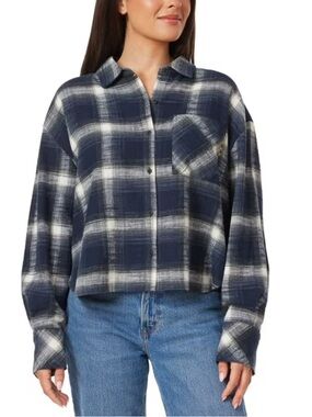 Scotch & Soda Amsterdam Navy and White Plaid Flannel Button Down Shirt